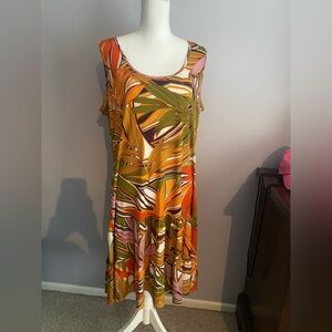 MSK Bold Tropical Design Sleeveless Midi Sundress Size XL